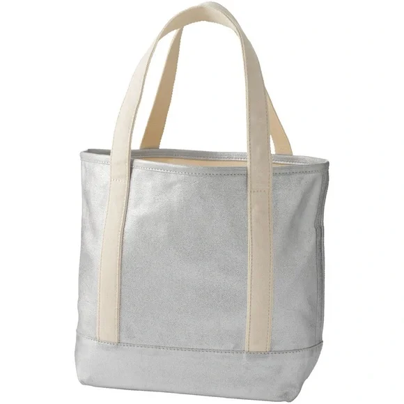Lands' End Small Coated Metallic 5-Pocket Zip-Top Canvas Tote Bag - Picture 3 of 12